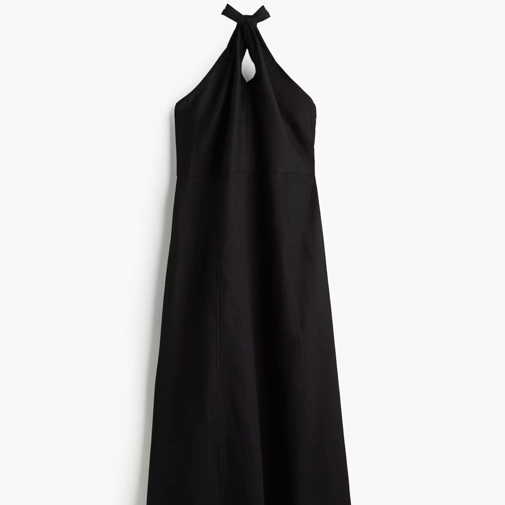 HM Linen blend Black Halter Maxi Dress